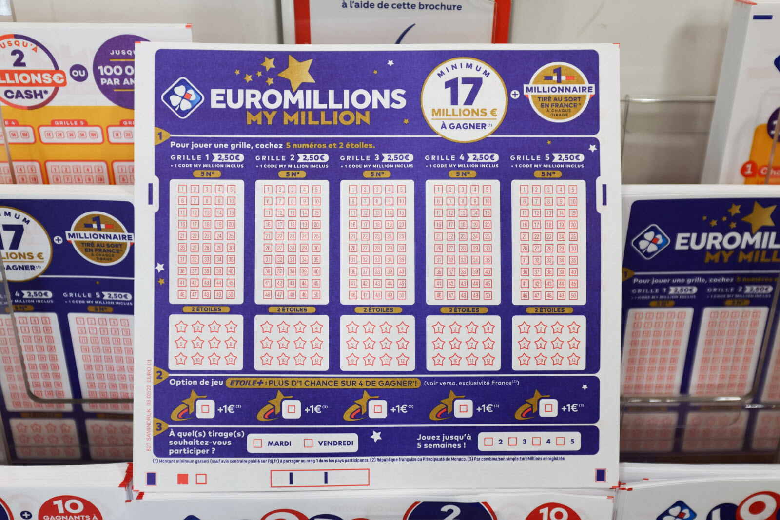 Grille de la loterie Euromillions